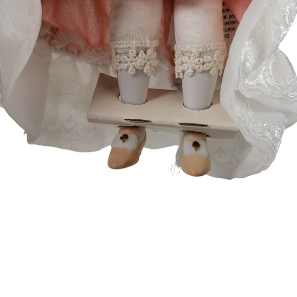 1988 Avon Collectible Porcelain Doll 8" Pink Dress Lace Details - Picture 4 of 8